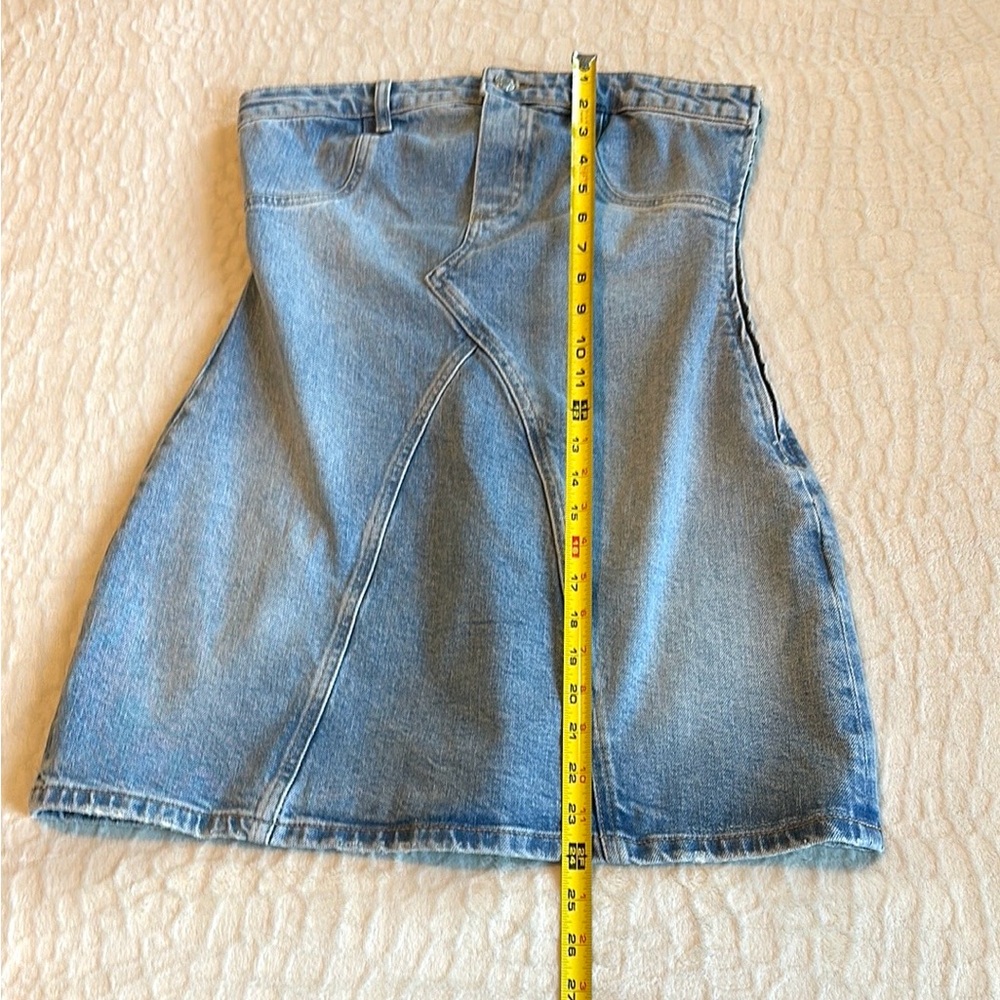 Zara Light Blue Strapless Denim Mini Dress - Picture 7 of 11